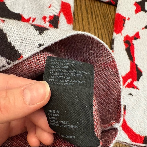 Anthropologie Mock Neck Floral Lizzy Knit Sweater Size Small Red Gray & Black - Picture 8 of 12
